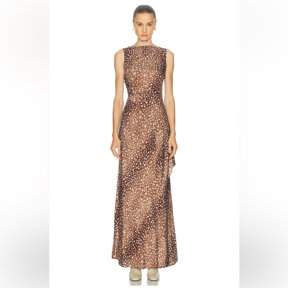 SRG - Miriam Silk Dress in Fawn Print